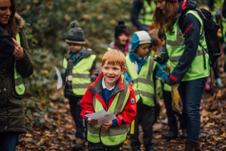 School child outdoors