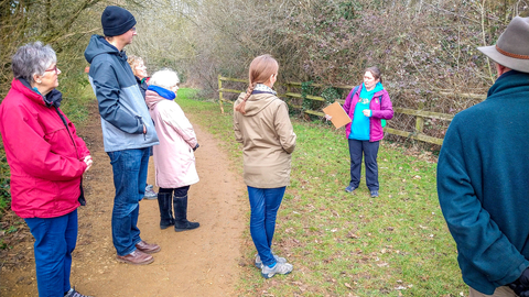 Veritie Turner leading a Wild Bicester winter wellbeing walk.