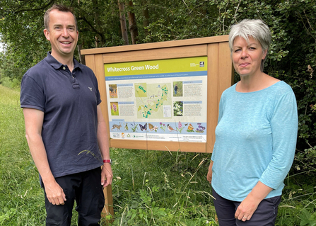 Calum Miller, MP for Bicester & Woodstock with Estelle Bailey, BBOWT Chief Executive