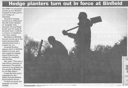 Newspaper clipping about Binfield Environment Group