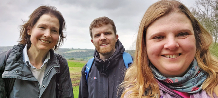 Kate Hussey, Tom and Cate from Team Dormouse on a fundraising walk for BBOWT