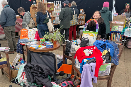 Emilie's brilliant bric-a-brac market stall, fundraising for BBOWT