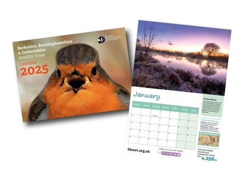 Front cover and inside spread of the BBOWT Calendar 2025